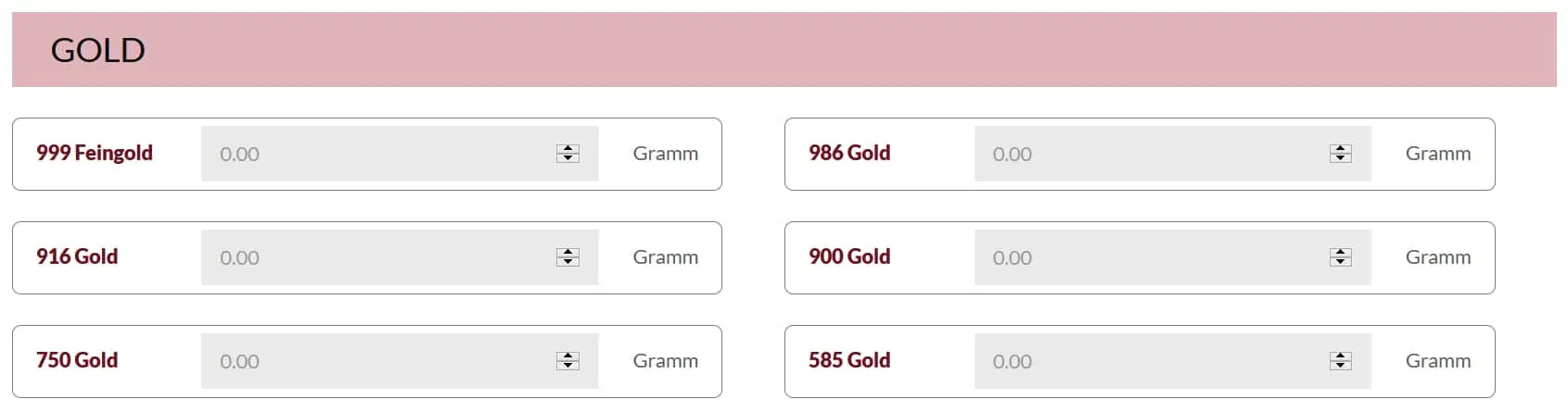 Goldpreisrechner des Goldankauf Wegberg.
